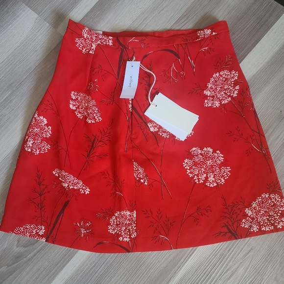 Wilfred Bright Red Floral Skirt 0 NWT - Picture 4 of 6